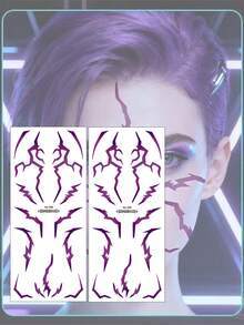 2pcs/Set Purple Glow-In-The-Dark K-Pop Witch Hunting Tattoo Stickers, Luminous Blue Patterns