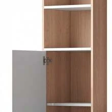 Arbeitstisch/Schreibtisch Mit Aufbewahrung – White Mit Stabholzkontrast, Unterer Schrank Mit Türen Und Oberes Offenes Regal, Büro-Design, 123.5x45x168.5 Cm - White - View 9