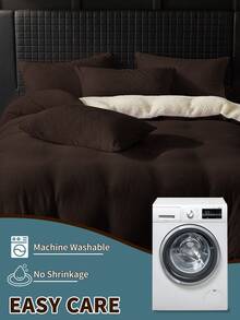 Conjunto de capa de edredom 2/3 peças, roupa de cama, conjunto de cama de cor sólida, decoração aconchegante para quarto, roupa de cama macia e quente, conjunto de capa de edredom suave para a pele, série de cores sólidas, fácil de cuidar e durável, roupa de cama de outono e inverno para quarto de hóspedes e quarto, serve para todos os tamanhos de cama - solteiro, casal, queen, king, 1 capa de edredom e 1/2 fronha, têxteis para casa, presentes de cama, lavável à máquina