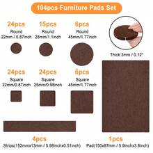 104/300pcs Premium Felt Furniture Pads Set - Non-Slip Heavy Duty Protection Chair Pads For Hardwood And Laminate Floors, Multi-Purpose Self-Adhesive Chair Leg Floor Protectors For Tables, Chairs And Appliances,Noise Reduction Without Scratches,Suitable For Kitchen, Living Room,Cafe(Brown,Beige) - Multicolor - View 14