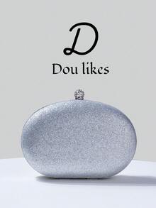 Silver Glitter Luxury Glass Rhinestone Decor Handbag, Compact Clutch, Elegant Evening Bag, Women's Wallet With Metal Chain, Fashion Clutch, Bridal Wedding Purse. Suitable For Party, Wedding, Prom, Formal Dinner/Gala, Perfect Accessory For Women's Prom Dress, Prom Attire, Sequin Dress, Shiny Dress, Women's Elegant Dress