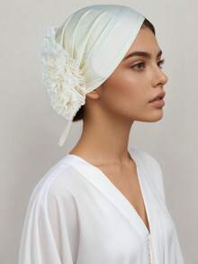 纯色雪纺大檐帽盖头头巾围巾