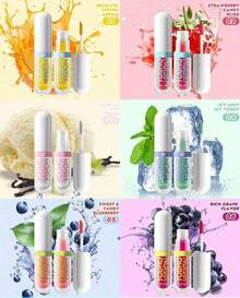 6pcs Lip Oil Set - Fruit Lip Glaze Plump Lip Gloss, Transparent Moisturizing Coloring Lipstick, Suitable For Dry Lips, Lasting Nourishment And Repair, All Light Brown Types, Lip Care Necessities, Fashion Pipeline Design, Shiny Surface, Nourishing Formula, Beauty Lovers, Lip Care Daily, Fashion Packaging, High-Quality Formula, Beauty Lovers - 彩色 - 查看 2
