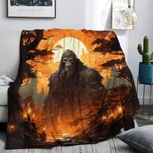Deep Forest Theme, Bigfoot And Forest, Elk, Bear Patterns,Super Soft Flannel Printed  Blanket,As Birthday Gifts, Family, Wedding, Souvenir Blankets, Polyester Blankets Suitable For All Seasons, Washable, Machine Washable, Lightweight, Breathable, Comfortable, Warm, Unique, 280gsm For Him, Her Personalized Ideal Gifts For Her, Him, Family, Boyfriend, Girlfriend, Father, Family, Mother, Lover, Daughter, Son, Grandfather, Grandmother, Friend, Classmate, Pet.    Perfect Nap, Camping, Travel, Home, Daily Life, Office Decoration, Birthday, Anniversary, Valentine's Day, Thanksgiving, Christmas, Halloween, Mother's Day, Father's Day, Wedding, New Year Gifts ,Sofa,Bed,Car,Bedroom,Living Room,Office,  Outdoor Camping, Beach,Wall Decoration - 多色8 - 查看 3