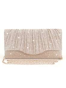 4 sztuki damskiej modnej, uniwersalnej plisowanej kopertówki, luksusowy naszyjnik z kryształkami, kolczyki, zestaw biżuterii z bransoletką na imprezę