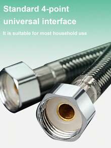 1 Pc Four-Point Metal Water Pipe, Mixed Braided Hose, Double-Ended Inlet Pipe, Water Heater High-Pressure Explosion-Proof Toilet Inlet Hose