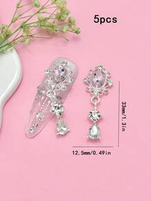 5件套镂空宝石吊坠美甲饰品 - 巴洛克和极简主义镂空水晶水滴吊坠 DIY美甲配件，美甲装饰用品 - 彩色 - 查看 7