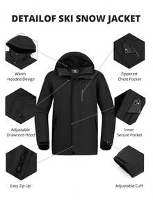 CAMEL CROWN Women's Waterproof Warm Ski Jacket With Fleece Lining And Hood, Winter Ski Wear - Phantom Black - View 2