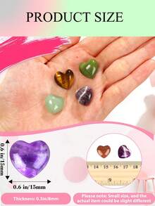 Conjunto de Cristais Naturais e Pedras de Cura a Granel, Presentes de Corações de Gemas, Pedras Preciosas, Corações de Cristal, Pedras Polidas de Bolso, Pedras de Chakra, Ametista, Quartzo Rosa, Reiki, Presentes de Natal para Mulheres e Homens 1,5 cm
