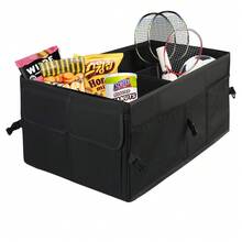 Organizador de Maletero de Coche Bolsa de Maletero Caja Plegable Maletero de Coche con Muchos Compartimentos Organizador de Bolsas de Almacenamiento de Coche Práctico e Impermeable (Negro) - Negro - Ver 2