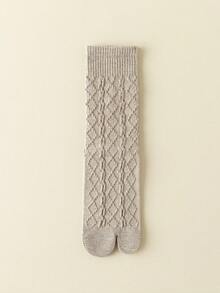 1/3/6 Pairs Women Solid Color Two-Toe Socks, Autumn/Winter Merino Mid-Calf Socks, Women Diamond Grid Toe Socks - Multicolor - View 9