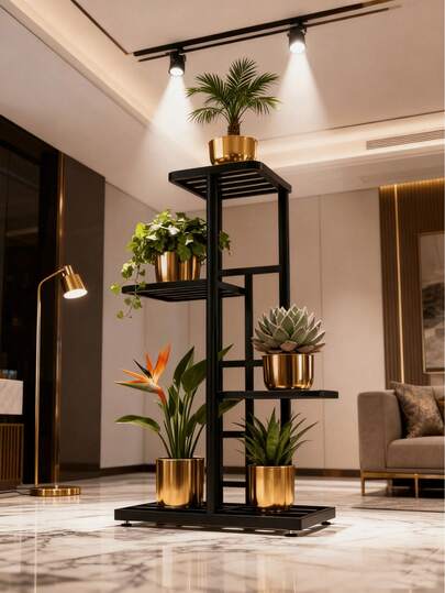 4/5/6/7-Tier Metal Plant Rack, Multi-Tier Corner Plant Display Rack, Features Sturdy Slatted Shelves, Space-Saving Vertical Plant Storage Rack, Heavy-Duty Indoor/Outdoor Plant Rack, Decorative Plant Storage Rack For Balconies And Living Rooms