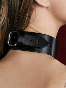 Punk Sexy Women's Lingerie Accessories Necklace Faux Leather Adjustable Elastic Harness Collar, Rave - 黑色 - 查看 3