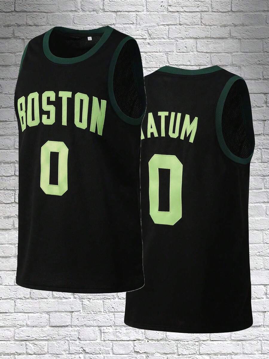 Atonmore Men's Basketball Jersey - 0, Black, Embroidered & Stitched Basketball Tank Top, Sleeveless Athletic Shirt