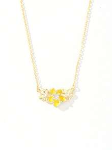 1pc S925 Sterling Silver Minimalist Niche Luxury Drip Glaze Flower Necklace For Women