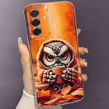 Funda de Teléfono de Búho con Hojas que Cae para Samsung Galaxy A02 A03S A04 A05S A06 A13 A14 A15 A16 5G A21S A22 A23 A24 A25 A26 A32 A34 A35 A36 A50 A52 A53 A54 A55 A56 A73 S21 Ultra S22 Plus S23+ S24 FE S25 Funda de TPU Suave Versátil y Duradera, Transparente y Protectora - Colores mixtos - Ver 2