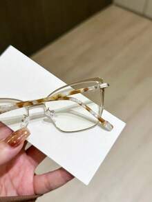 女士时尚高端大理石纹奢华优雅金属猫眼眼镜 - 無色 - 查看 5