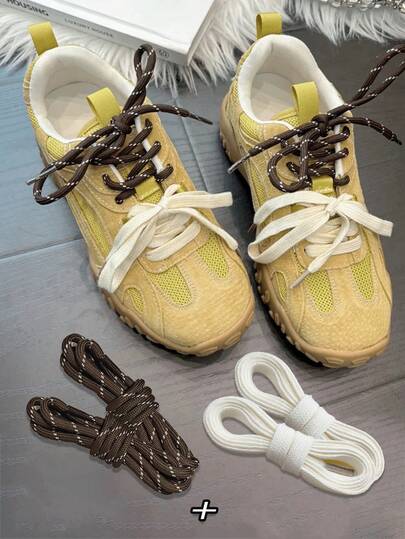 2 Paris Fashion Colorblock Lace Set: Bicolor Replacemant Shoe Laces, Versatile Classic Shoe Strings Unisex Fit Any Skate Shoes, Canvas Shoes, Casual Sneakers, Crafting Unique Sporty Shoe Style, Shoe, Spring Summer Picks, Brides Maid Gifts, Room, Bedroom Decor, Bedroom Decor, Beach, Travel, For Men, For Women, Vacation, Women's Day, Travel Essentials, Wedding Favors, Y2k, Bedroom, Car Accessories Women, Kitchen Decor, Cute Stuff