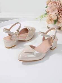 2025 New Pointed Toe Chunky Heel Teenage Princess Soft Bottom Crystal High Heel Shoes, Suitable For Spring, Autumn And All Seasons