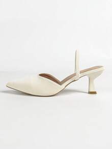 Sandalias de tacón alto de punta elegantes y minimalistas para adolescentes - Blanco - Ver 8