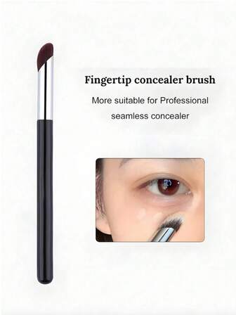 1 szt. Pędzel do korektora o skośnym kształcie, precyzyjny pędzel do korektora, skośna, okrągła główka ułatwiająca makijaż. Twarde i miękkie włosie, nie podrażnia twarzy.