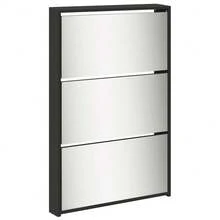 vidaXL Schuhschrank Mit Spiegel 5 Fächer Schwarz 63x17x169,5 Cm - 黑色 - 查看 6