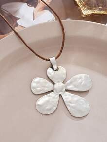 17KM 1 colar com pingente geométrico de coração e flor estilo boêmio vintage simples, adequado para mulheres, casais, férias, encontros, uso diário, festa, casamento, Natal, presente de Ação de Graças