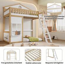 Estruturas de cama infantil, cabeceiras e peseiras - Branco+Natural - Ver 5