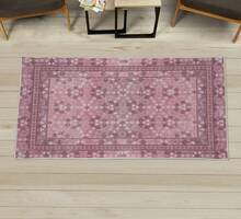 Retro Mid Century Abstract Pattern Rug On Ivory Background, Dark Orange And Reseda Green, 4' X 5' 5", Ideal For Bedroom, Dorm And Living Room - 深紫紅色和粉紅色 - 查看 5