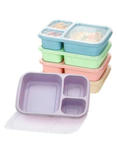 1 件带盖午餐盒、便携式便当盒、3 格食物储存容器、防漏食物储存盒、适用于返校、工作、露营、野餐、学习、厨房储存、橱柜整理器、厨房配件
