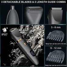 Hatteker Scttomon Ball Shaver For Men, 3-In-1 Multifunction Body Hair Trimmer & Pubic Shaver With Titanium Blades (No Nicks!), IPX7 Waterproof Electric Razor, LED Display, Wet/Dry - Grey - View 6