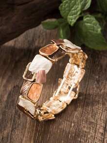 1 chiếc vòng tay co giãn bằng hợp kim kẽm hình học phong cách Bohemian cổ điển thanh lịch thời trang dành cho nữ, đa năng để đeo hàng ngày và tham dự các sự kiện trang trọng - Hình học 1 - Xem 8