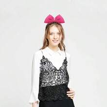 Bowkt Headband With Big Bow Handmade Hair Hoop For Women Party Decoration Headdress Cosplay Costume Headpiece Christmas Birthday Hair Accessories 1 Pack Rose - Tông màu hồng - Xem 4