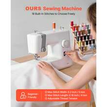 Sewing Machine, 18 Stitch Applications, With LED Light And Foot Pedal, Simple Dial Control, Interior Metal Frame, Lightweight And Portable Beginner Sewing Machine For Adults Crafts And Mending - View 2