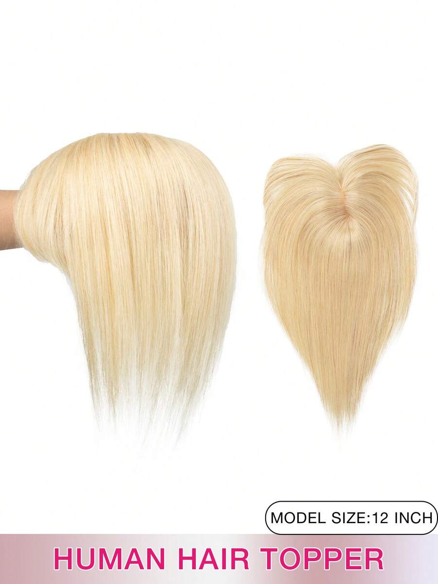 8*12 Inch Women Straight Bleached Blonde Clip-In Hair Extensions, Natural Looking Basic Hair Piece, Suitable For All Brown Hair Bangs, Can Modify Face Shape - S613 - 查看 1