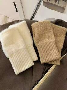 Guantes de medio dedo cálidos, guantes de punto suaves y minimalistas a prueba de frío, cómodos, guantes de medio dedo para oficina, otoño/invierno