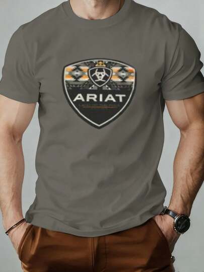 Camiseta 100% algodón para hombre con un sencillo estampado de escudo. Camiseta informal y cómoda de manga corta con cuello redondo. Perfecta para primavera y verano, ideal para cualquier ocasión. Color liso, informal y para uso diario. Camiseta ligera y transpirable de manga corta para verano (Tallas S, M, L, XL, XXL y XXXL).