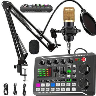 2025 Upgraded Podcast Equipment Bundle, Recording Studio Package With Pro Audio Interface And Podcast Microphone For Gamer Podcasting, Recording, Singing, Streaming,Condenser Microphone Recording Studio Package For Podcasting Live Streaming Singing PC Mobile
