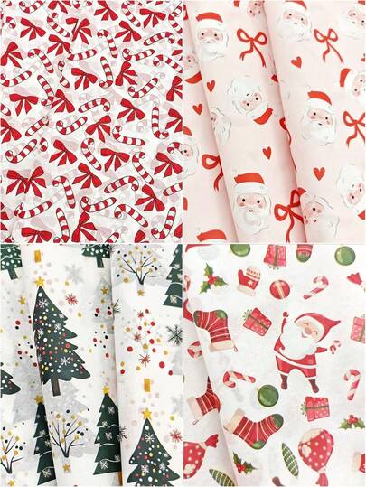 10 pezzi Carta velina a tema Babbo Natale per confezioni regalo, carta da imballaggio fatta a mano da 70*50cm per decorazioni per feste e Natale