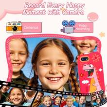 2.8" IPS Touch Screen Kids Smartphone Toy, Dinosaur Theme, Dual Camera, Photo Stickers, Games & Learning Functions, 32GB Storage Card Included, Best Christmas/Birthday Gift For 3-12 Years Old Boys & Girls - Multicolor - View 6