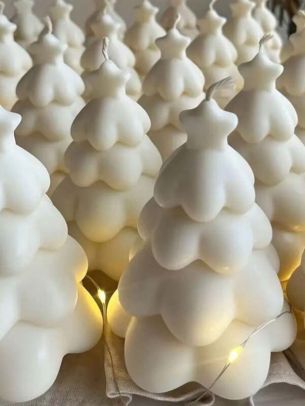 1 pieza Molde de vela de árbol de Navidad 3D - Diseño elegante de ramas en capas, molde de silicona, yeso, cemento, jabón, adecuado para decoración de festivales DIY, decoración central de fiestas, elaboración de regalos - Adecuado para principiantes y profesionales, reutilizable, decoraciones navideñas, regalos de Navidad