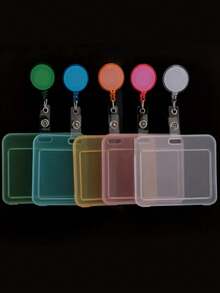 Colorful ID Card Holder With Elegant Lanyard, Convenient Hanging Design, Suitable For Student ID, Work Badge Or Transit Card! Add A Touch Of Cute Vitality To Your Daily Essentials. Student Card Holder, Bus Pass Protector, Fashionable Card Pouch, Fun Design, Reliable Card Case, Smooth Surface, Compact & Portable Card Clip, Photo ID Holder, Perfect For Commuters And Public Transportation Users - Multicolor - View 1