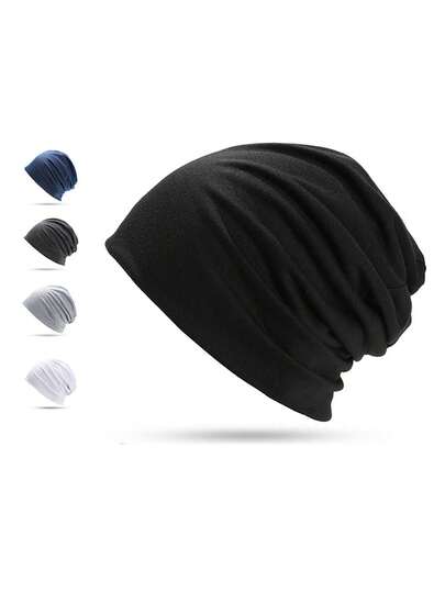 1pc Unisex Solid Color Beanie, Double-Layer Thin Fashionable Skull Cap, Suitable For Daily Wear/Sports, Women Can Also Use As Postpartum Cap