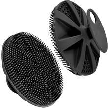 Soft Silicone Body Scrubber Shower Brush Handheld Cleansing Skin Brush, Gentle Exfoliating And Lather Well (Black/Pink) - màu đen - Xem 1