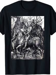Knight, Death, And The Devil Albrecht Durer Gothic Art T-Shirt - Style 3 - View 1