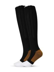 运动户外女式露趾压力袜 - 20-30mmHg 及膝支撑袜，侧拉链及膝袜，露趾设计，舒适透气 - 彩色 - 查看 18