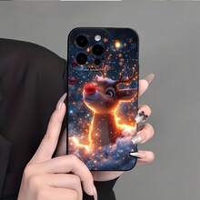 Neue frische und schöne heilende Sternen-Schneeflocken süße Weihnachts-Hirsch kreative heiß verkaufte Handyhülle - geeignet für iPhone 17 Air/17/16E/7/8/Xr/Xs/X/11/12/13/14/15/16/Pro/Pro Max/Plus, stoßfest und vollständiger Schutz für das Telefon, ein Geschenk für Freunde - Antikweiß - View 9