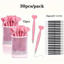 15 Pieces Of Personalized Pink Heart-Shaped Rotary Ballpoint Pens, Durable Writing Tools Suitable For Women, 1.0mm Medium Nib, Black Ink, Replaceable Refills, Perfect Office And Study Supplies, Valentine's Day Gifts, Mother's Day Gifts, Study And Office Supplies, School Stationery (15 Heart-Shaped Pens +20 Refills)