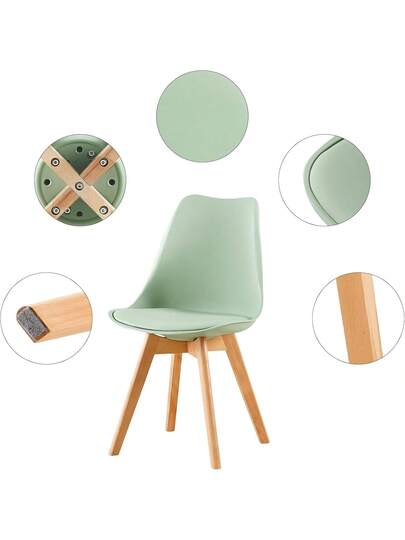 Set Of EGGREE Dining Chairs, Kitchen Chairs Wooden Legs, PU Leather Upholstered Office Moderne Gelato Groen view 6