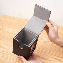 [Card Storage Box] Premium PU Multi-Color Stackable Card Storage Box With Leader Display Window For MTG, PTCG & TCG Board Games - 120 Cards Capacity - màu đen - Xem 2